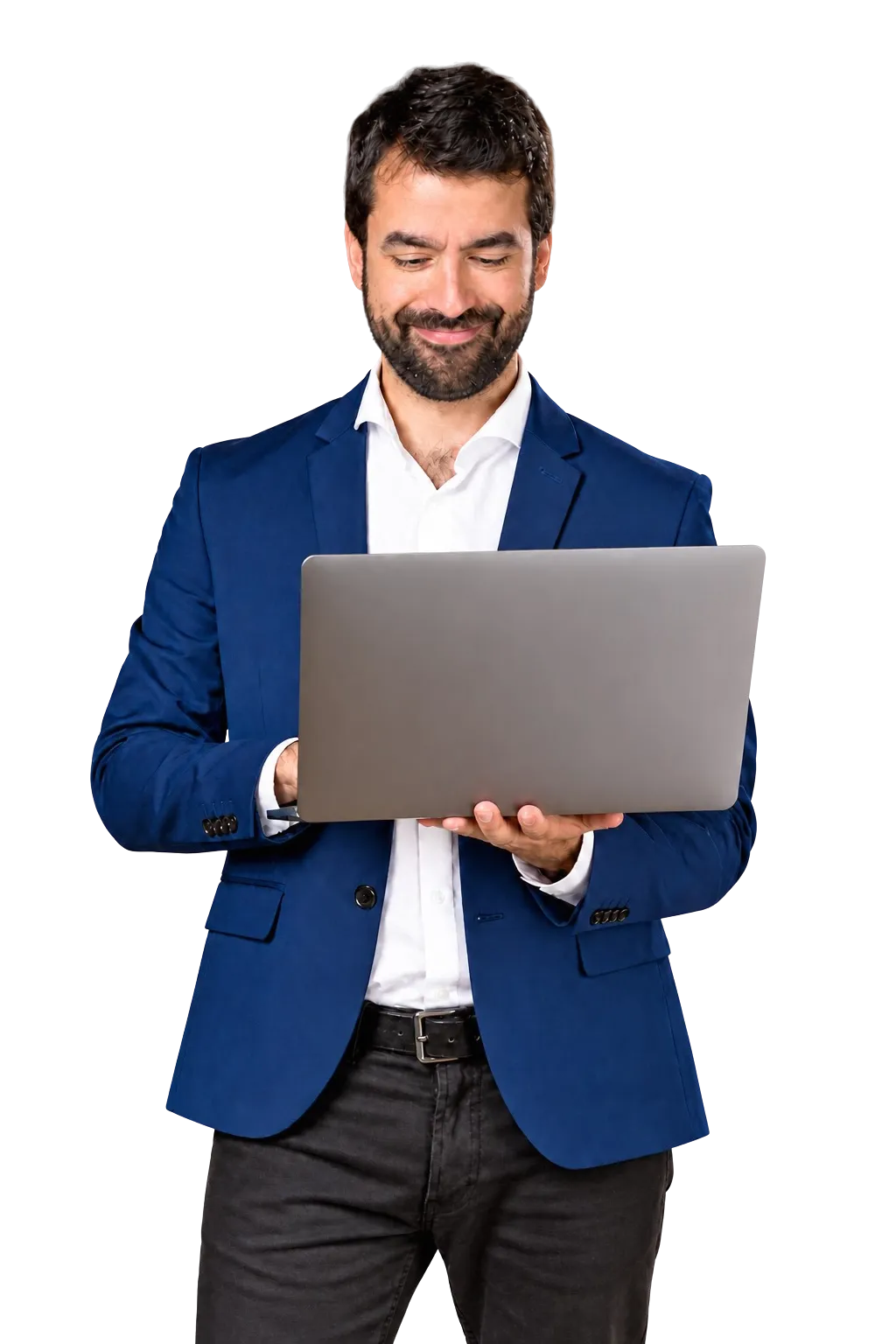 Profesional revisando información financiera desde su computadora